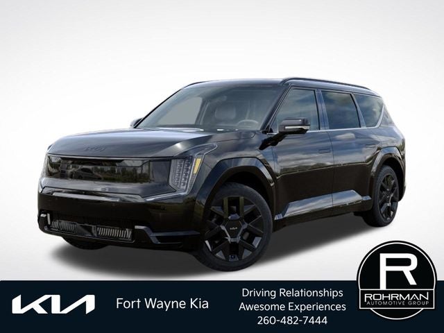 2026 Kia EV9 Land in Ebony Black — front three-quarter view