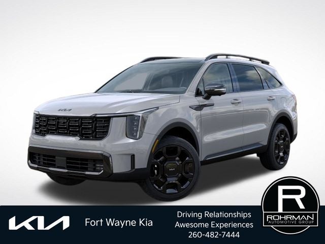 2026 Kia Sorento X-Line SX Prestige in Wolf Gray — front three-quarter view