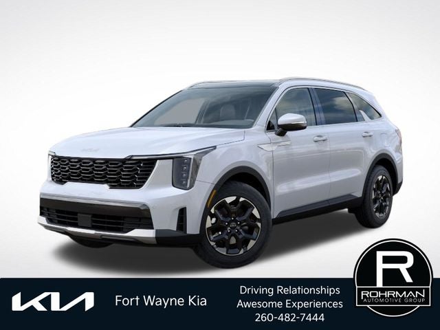 2026 Kia Sorento S in Glacial White Pearl — front three-quarter view