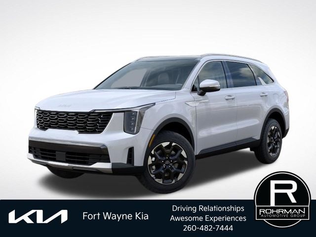 2026 Kia Sorento S in Glacial White Pearl — front three-quarter view