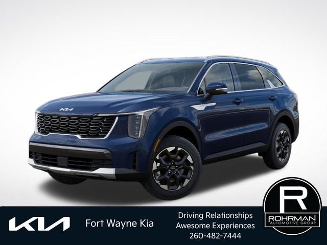 2026 Kia Sorento S in Midnight Lake Blue — front three-quarter view