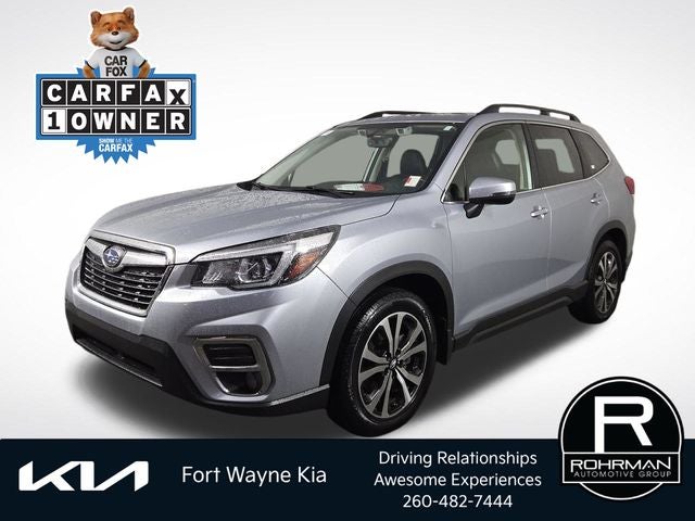 2020 Subaru Forester Limited in Ice Silver Metallic — front three-quarter view