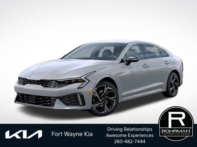 2026 Kia K5 GT-Line in Wolf Gray — front three-quarter view