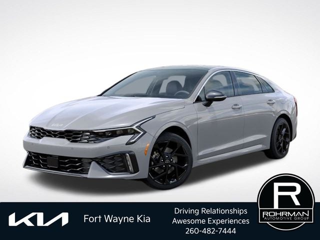 2026 Kia K5 GT-Line in Wolf Gray — front three-quarter view