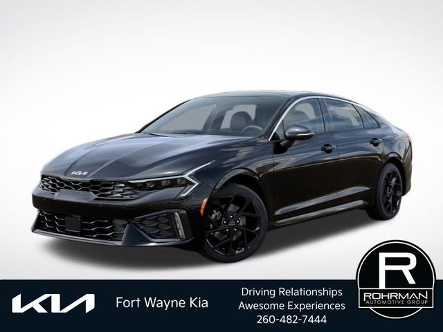 2026 Kia K5 GT-Line in Aurora Black Pearl — front three-quarter view