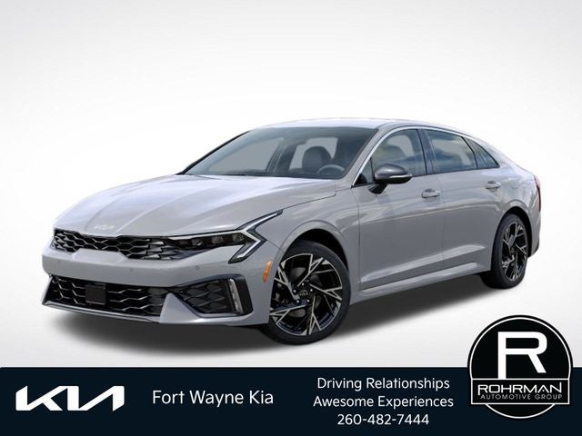 2026 Kia K5 GT-Line in Wolf Gray — front three-quarter view