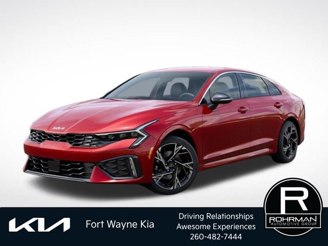 2026 Kia K5 GT-Line in Runway Red — front three-quarter view