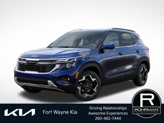 2026 Kia Seltos EX in Dark Ocean Blue — front three-quarter view