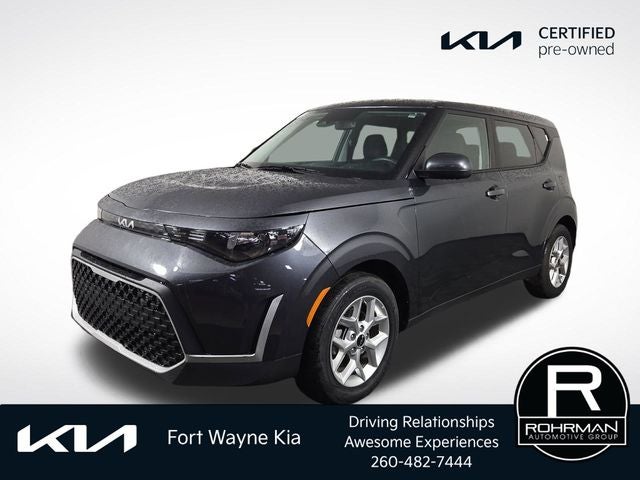 2025 Kia Soul LX in Gravity Gray — front three-quarter view