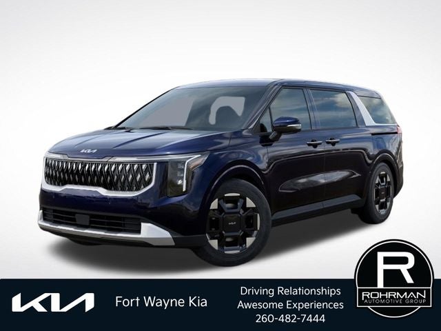 2026 Kia Carnival EX in Deep Chroma Blue — front three-quarter view