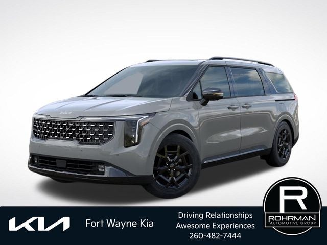 2026 Kia Carnival SX Prestige in Ceramic Silver — front three-quarter view